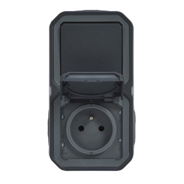 Legrand Plexo - PC 2P+T - 16A - 250V + Va-et-Vient 10A - Complet saillie - Anthracite - IP55/IK08 - Réf : 070067