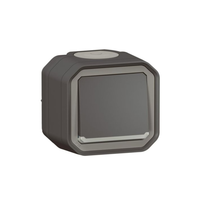 Legrand - Plexo - Interrupteur ou Va-et-Vient - témoin - 10A - 250V - Anthracite - IP55/IK08 - Réf : 069721L