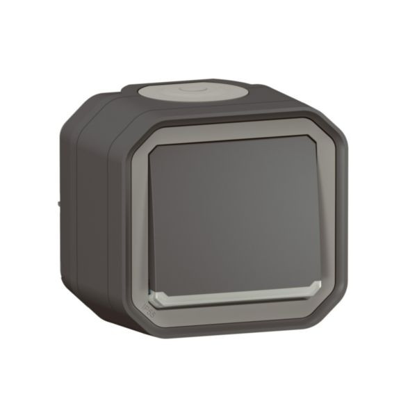 Legrand - Plexo - Interrupteur ou Va-et-Vient - témoin - 10A - 250V - Anthracite - IP55/IK08 - Réf : 069721L