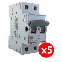 Legrand - LOT de 5 Interrupteurs-sectionneur Bipolaire DX3 - 63A - Réf. : 406441x5
