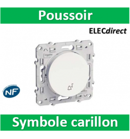 Schneider - Odace - Poussoir avec symbole carillon - Blanc - Réf : S520246