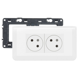 Legrand - Mosaic - LOT - Double prise avec plaque blanche et support