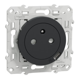 Schneider - Odace 2011 - Prise de courant Affleurante + USB Type C - Anthracite - Ref : S540089