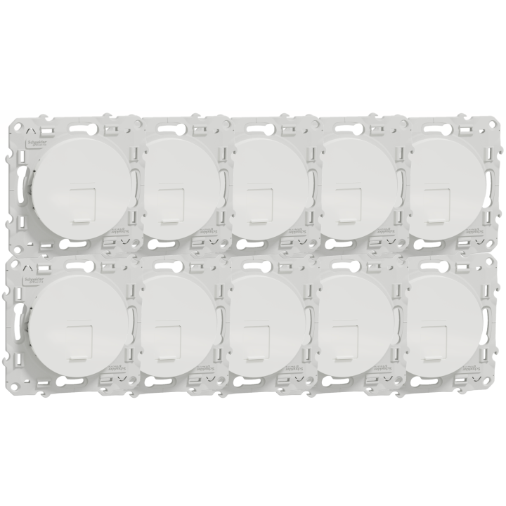 Schneider - Odace 2011 - LOT de 10 Prises RJ 45 cat 6 STP Grade 3 - Blanc - Ref. : S520476x10