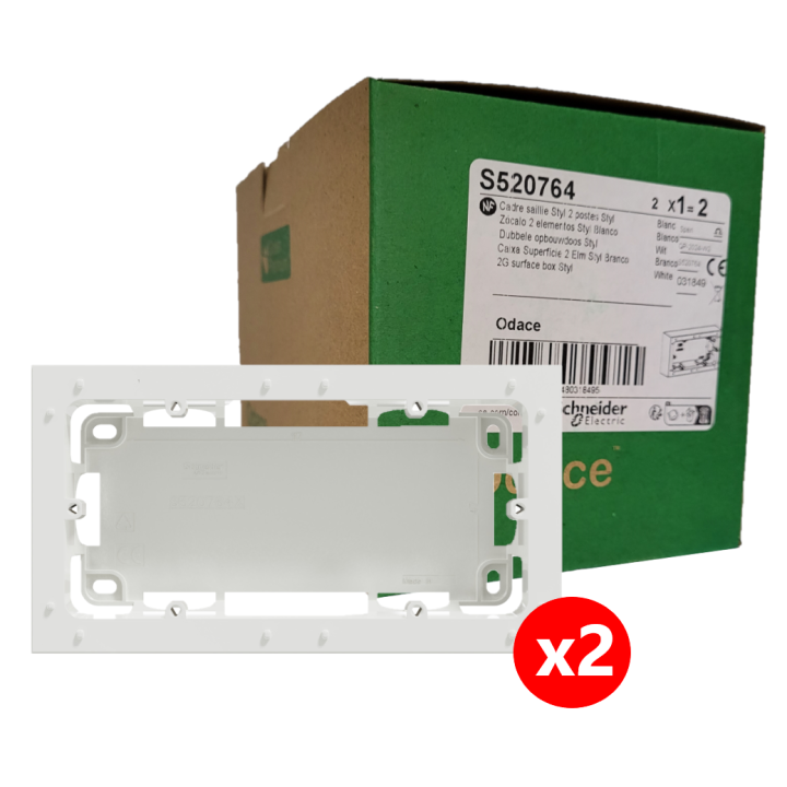 Schneider - Odace 2011 - Styl - Lot de 2 cadres saillie 2 postes - Blanc -Ref. : S520764x2
