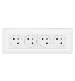 Legrand - Mosaic Link - LOT - Quadruple prise de courant 2P+T avec plaque blanche et support - Réf : 077144L+080253+078818L