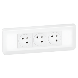Legrand - Mosaic - LOT - Triple prise avec plaque blanche et support