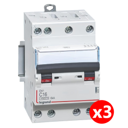 Legrand - Disjoncteur 4P DX3 - 16A - 6kA - courbe C - Réf. : 406910x3