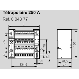 Legrand - Répartiteur 12 connexions tétra - 9 modules - 250A - Réf : 004877