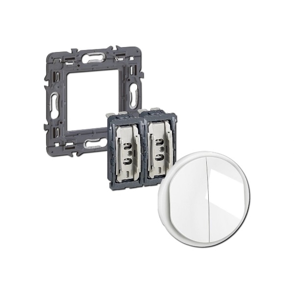 Legrand - Céliane 2024 - Double Interrupteur va-et-vient complet blanc - SANS PLAQUE - 1 poste - Réf : CX2001