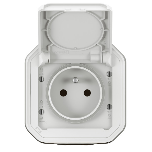 Legrand Plexo prise 2P+T étanche IP55 IK08 blanc Réf 069781L vue de dos