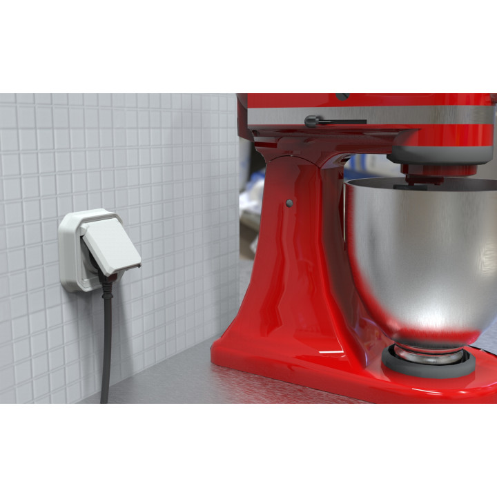 Legrand - Plexo L - Prise de courant 2P+T - 16A - Encastré - Blanc - IP55/IK08 - Réf : 069621L + 069692L