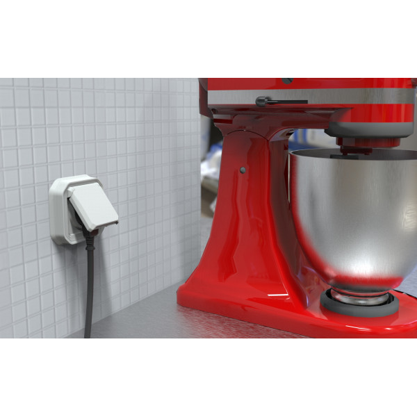 Legrand - Plexo L - Prise de courant 2P+T - 16A - Encastré - Blanc - IP55/IK08 - Réf : 069621L + 069692L