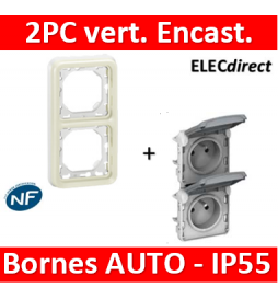 Legrand - Double prises 2P+T verticales précâblées Plexo encastr. blanc - 16A - 250V - 069643+069696