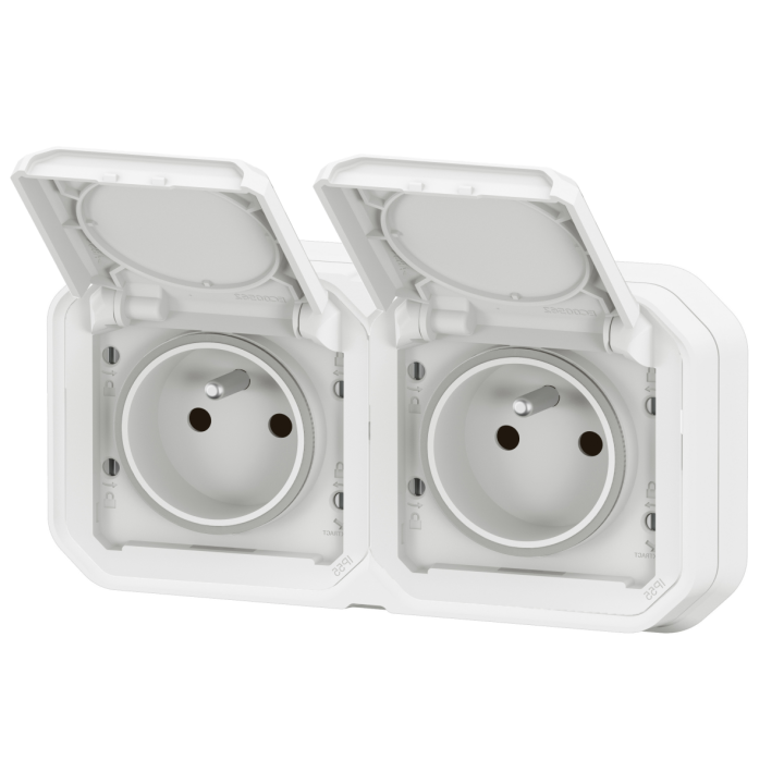 Legrand - Plexo L - Double Prise 2P+T - Encastré - Blanc - Ref. : 069694L+069621Lx2