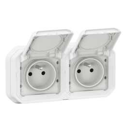 Legrand - Plexo -  Double Prise encastré - Horizontal ou Vertical - IP55 - Réf : 069694L+069621Lx2