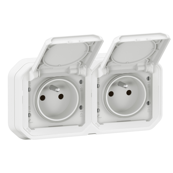 Legrand - Plexo L - Double Prise 2P+T - Encastré - Blanc - Ref. : 069694L+069621Lx2