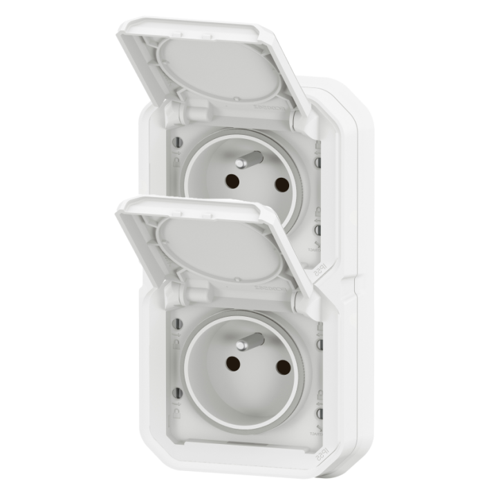 Legrand - Plexo L - Double Prise 2P+T - Encastré - Blanc - Ref. : 069694L+069621Lx2