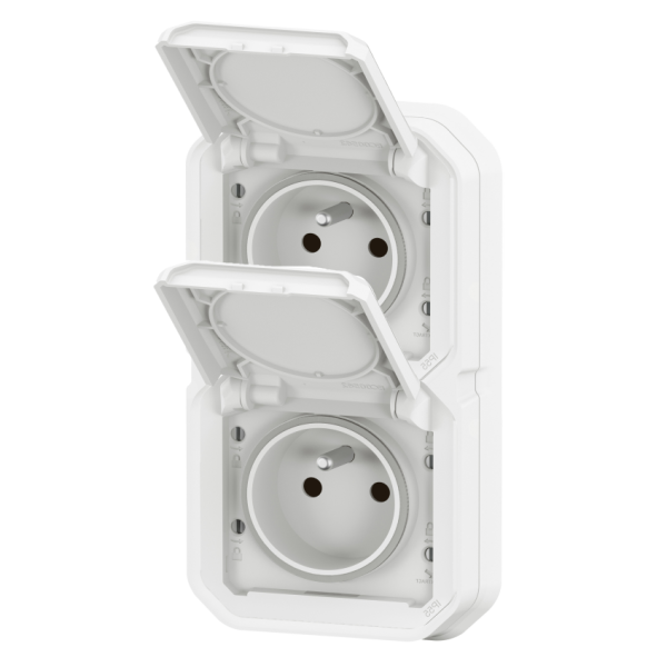 Legrand - Plexo L - Double Prise 2P+T - Encastré - Blanc - Ref. : 069694L+069621Lx2