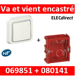 Legrand Plexo - Va-et-Vient encastré - blanc + Boîte 1 poste - 10A - 230V - IP55/IK07 - 069851+080141