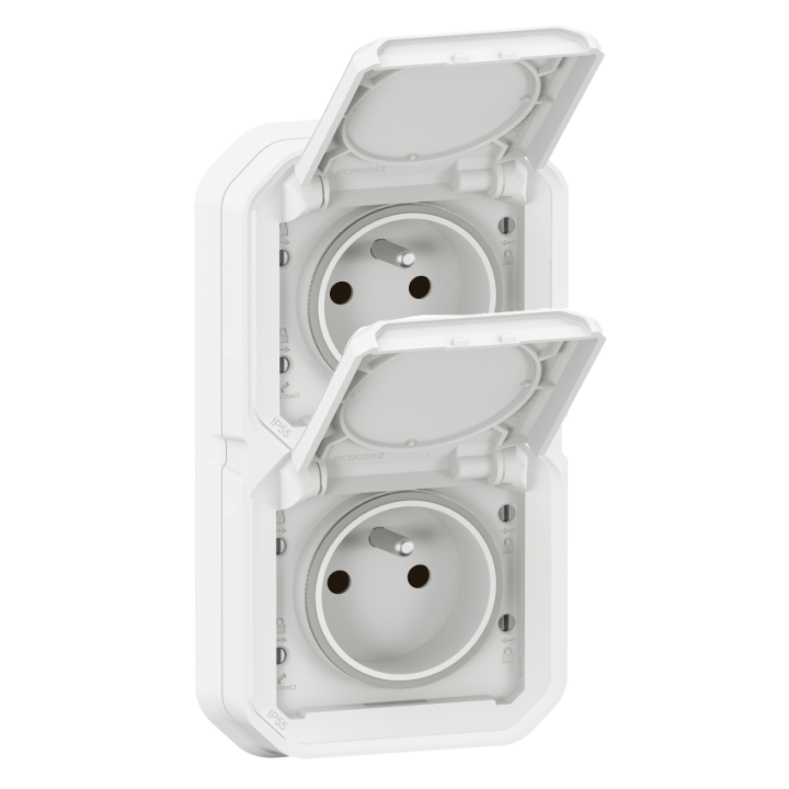 Legrand - Plexo L - Double Prise 2P+T - Encastré - Blanc - Ref. : 069694L+069621Lx2