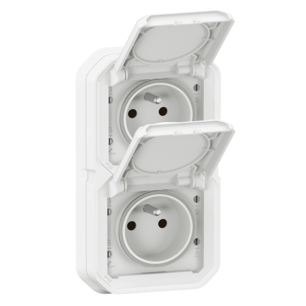 Legrand - Plexo L - Double Prise 2P+T - Encastré - Blanc - Ref. : 069694L+069621Lx2