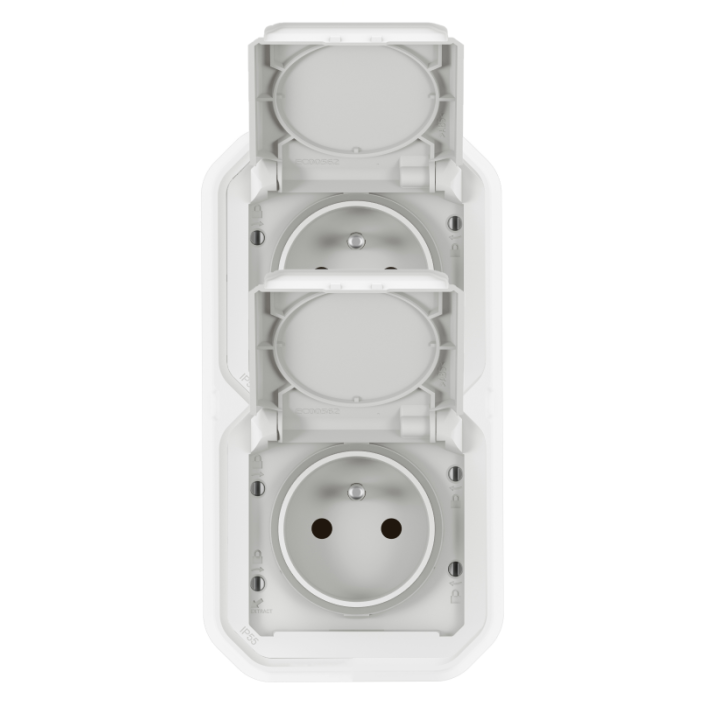 Legrand - Plexo L - Double Prise 2P+T - Encastré - Blanc - Ref. : 069694L+069621Lx2