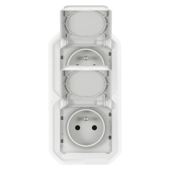 Legrand - Plexo L - Double Prise 2P+T - Encastré - Blanc - Ref. : 069694L+069621Lx2