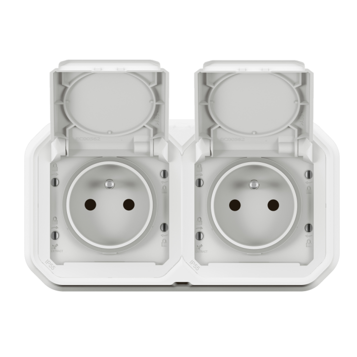 Legrand - Plexo L - Double Prise 2P+T - Encastré - Blanc - Ref. : 069694L+069621Lx2