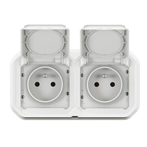 Legrand - Plexo L - Double Prise 2P+T - Encastré - Blanc - Ref. : 069694L+069621Lx2