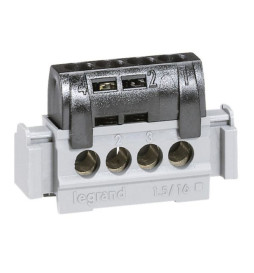 Legrand - Bornier de répartition IP 2X - phase - 4 connexions 1,5 à 16 mm²- noir - L 47 mm