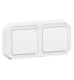 Legrand - Plexo -  Double Interrupteur ou Va et vient encastré - Horizontal ou Vertical - IP55 - Réf : 069694L+069611Lx2L