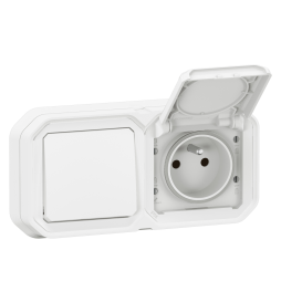 Legrand - Plexo - Interrupteur ou VV avec une prise encastré - Horizontal ou Vertical - IP55 - Réf : 069694L+069611L+069621L