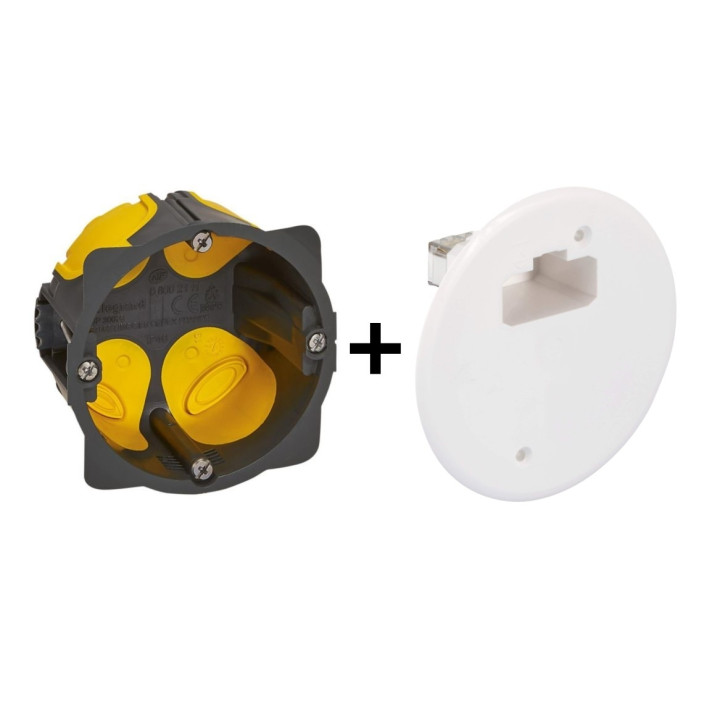 Legrand - LOT - Boîte d'encastrement 1 poste avec couvercle DCL - BBC - Profondeur 40mm - D.67mm - Réf : 080021L+53041
