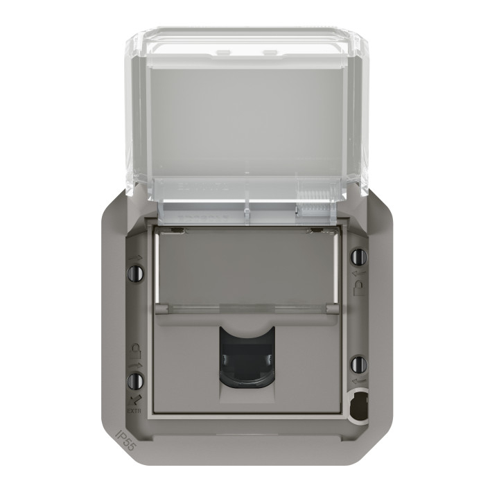 Legrand - Plexo L - Prise RJ45 Cat. 6A STP - Composable - Gris - IP55/IK07 - Réf : 069559L