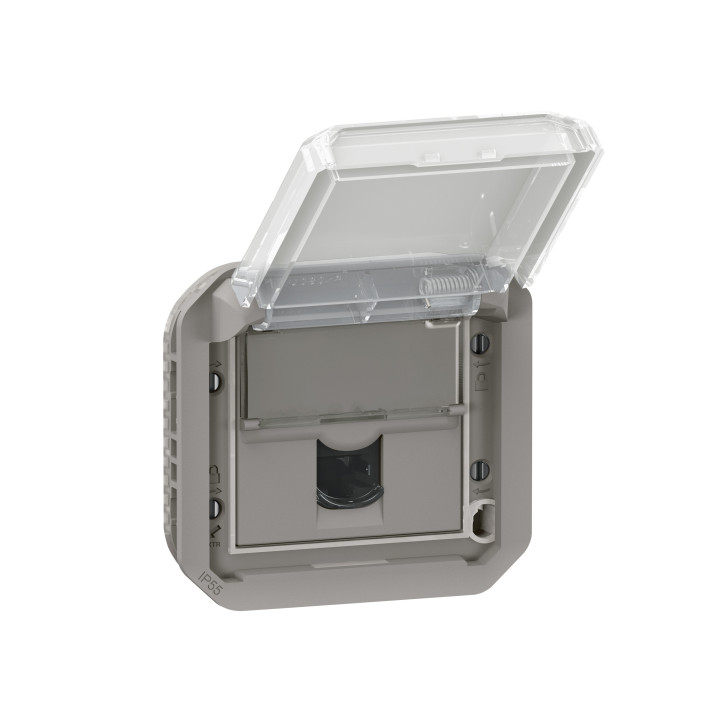 Legrand - Plexo L - Prise RJ45 Cat. 6A STP - Composable - Gris - IP55/IK07 - Réf : 069559L