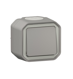 Interrupteur ou va-et-vient étanche Plexo 10AX 250V~ IP55 IK08 livré complet pour fixation saillie - gris Réf : 069711L