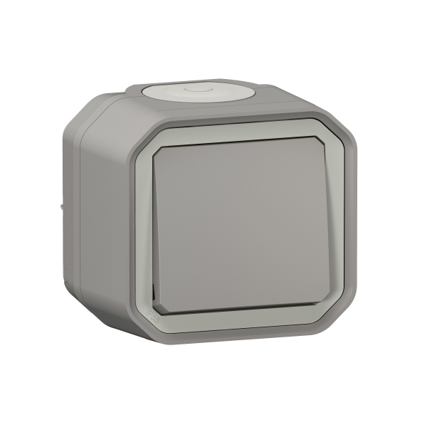 Interrupteur ou va-et-vient étanche Plexo 10AX 250V~ IP55 IK08 livré complet pour fixation saillie - gris Réf : 069711L