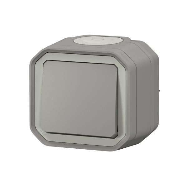 Interrupteur ou va-et-vient étanche Plexo 10AX 250V~ IP55 IK08 livré complet pour fixation saillie - gris Réf : 069711L