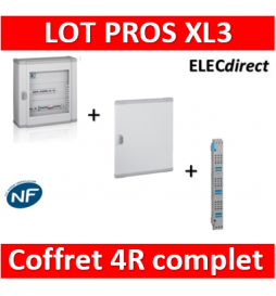 Legrand - Coffret 96 modules - 4R de 24M + peigne vertical tétra 4P + porte - XL3 160 - 401804+405034+020274