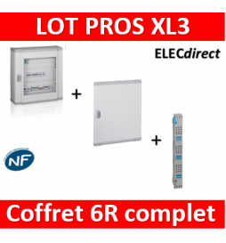 Legrand - Coffret 144 modules - 6R de 24M + peigne vertical tétra 4P + porte - XL3 160 - 401806+405036+020276