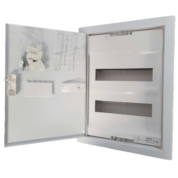 Legrand - Coffret encastrable 2x12+2 avec porte métal extra plate + Peignes V et H - Ref. : 001532+405000+404926x4
