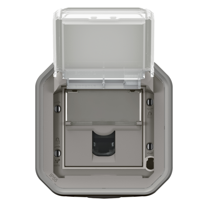 Legrand - Plexo L - Prise RJ45 Cat. 6A STP + Boitîer 1 poste - Saillie - Gris - Ref. : 069559L + 069651L