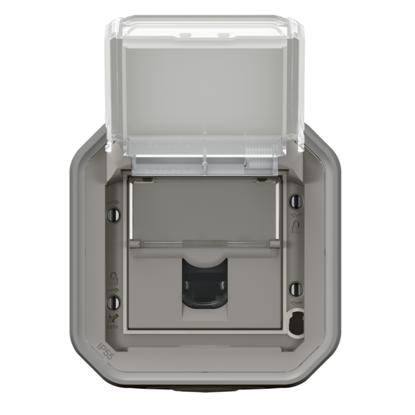 Legrand - Plexo L - Prise RJ45 Cat. 6A STP + Boitîer 1 poste - Saillie - Gris - Ref. : 069559L + 069651L