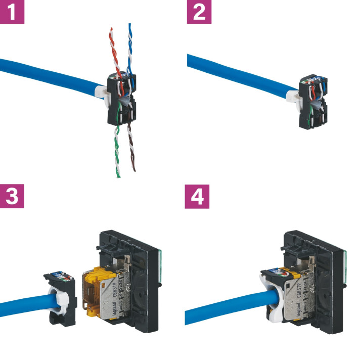 Legrand - Plexo L - Prise RJ45 Cat. 6A STP + Boitîer 1 poste - Saillie - Gris - Ref. : 069559L + 069651L