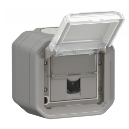 Legrand - Plexo L - Prise RJ45 Cat. 6A STP + Boitîer 1 poste - Saillie - Gris - Ref. : 069559L + 069651L