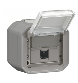Legrand - Plexo - Prise RJ45 Cat. 6A STP - Saillie - Gris - IP55/IK07 - Réf : 069559L+069681L