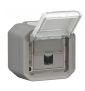 Legrand - Plexo L - Prise RJ45 Cat. 6A STP + Boitîer 1 poste - Saillie - Gris - Ref. : 069559L + 069651L