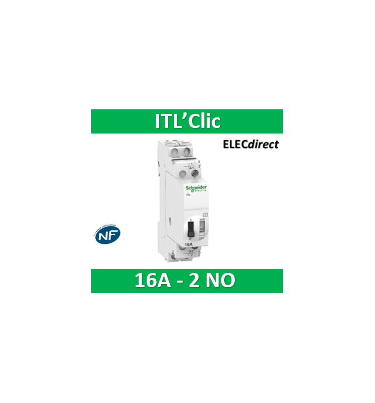 Relais D'impulsion Schneider Acti9 ITL - 16A, 2NO, 230-240V, Pour Installation électrique