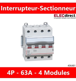 Legrand - DX3 - Interrupteur-sectionneur tétrapolaire 4P - 63A - Réf : 406481